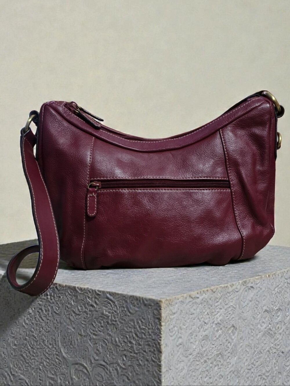 Croft & Barrow Burgundy Leather Shoulder Bag
